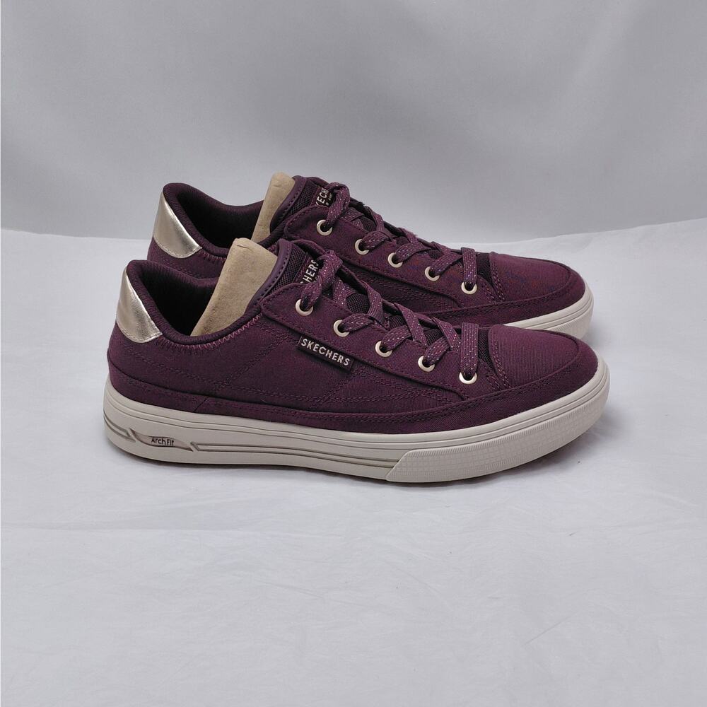 Skechers Womens Low Top Sneakers Size 8 Wine Athleisure Preppy Comfort Shoes - Picture 13 of 13